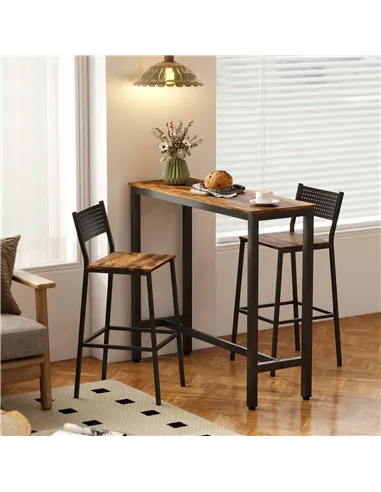 HOMCOM Rectangular Bar Table, Wood Effect Pub Coffee Table for Small Space, Breakfast Dining, Kitchen, Industrial, Rustic Brown