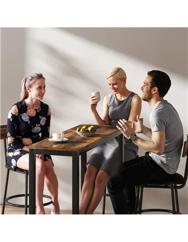 HOMCOM Rectangular Bar Table, Wood Effect Pub Coffee Table for Small Space, Breakfast Dining, Kitchen, Industrial, Rustic Brown