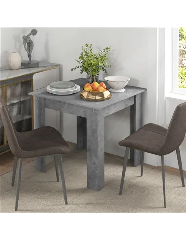HOMCOM Square Dining Table, Modern Small Dining Table with Faux Cement Effect, Space Saving, Non-slip Foot Pads, Cement Grey