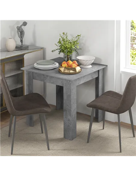 HOMCOM Square Dining Table, Modern Small Dining Table with Faux Cement Effect, Space Saving, Non-slip Foot Pads, Cement Grey