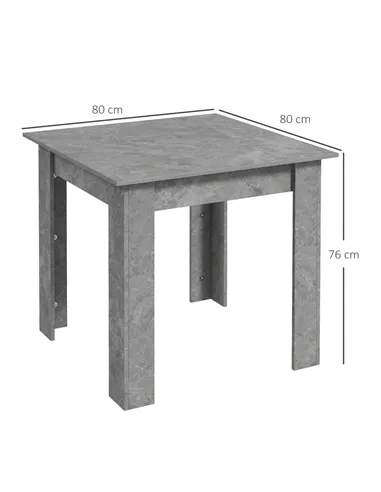 HOMCOM Square Dining Table, Modern Small Dining Table with Faux Cement Effect, Space Saving, Non-slip Foot Pads, Cement Grey