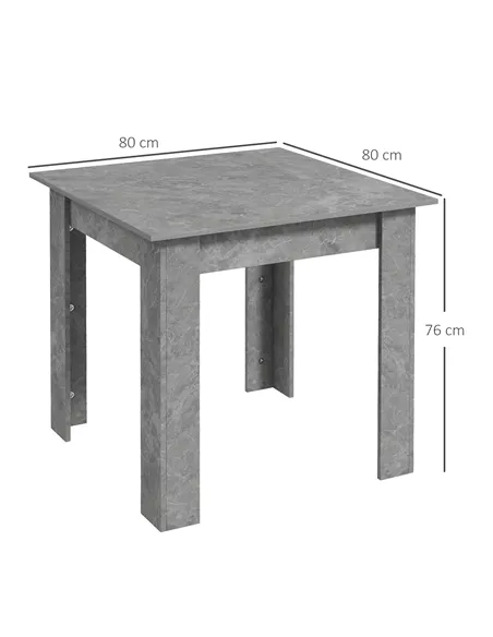 HOMCOM Square Dining Table, Modern Small Dining Table with Faux Cement Effect, Space Saving, Non-slip Foot Pads, Cement Grey