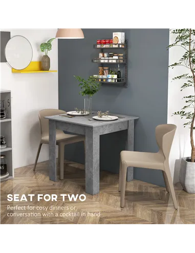 HOMCOM Square Dining Table, Modern Small Dining Table with Faux Cement Effect, Space Saving, Non-slip Foot Pads, Cement Grey