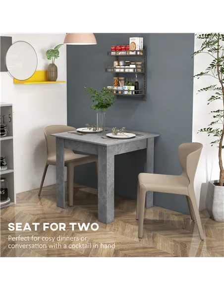 HOMCOM Square Dining Table, Modern Small Dining Table with Faux Cement Effect, Space Saving, Non-slip Foot Pads, Cement Grey
