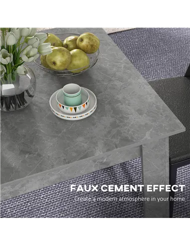 HOMCOM Square Dining Table, Modern Small Dining Table with Faux Cement Effect, Space Saving, Non-slip Foot Pads, Cement Grey