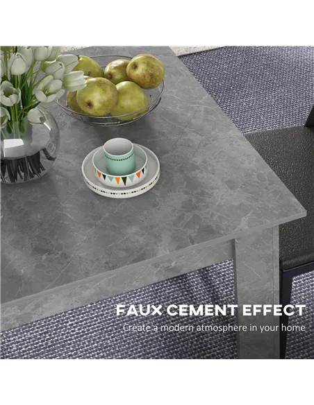 HOMCOM Square Dining Table, Modern Small Dining Table with Faux Cement Effect, Space Saving, Non-slip Foot Pads, Cement Grey