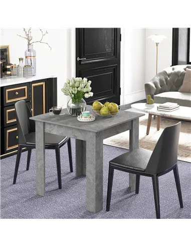 HOMCOM Square Dining Table, Modern Small Dining Table with Faux Cement Effect, Space Saving, Non-slip Foot Pads, Cement Grey