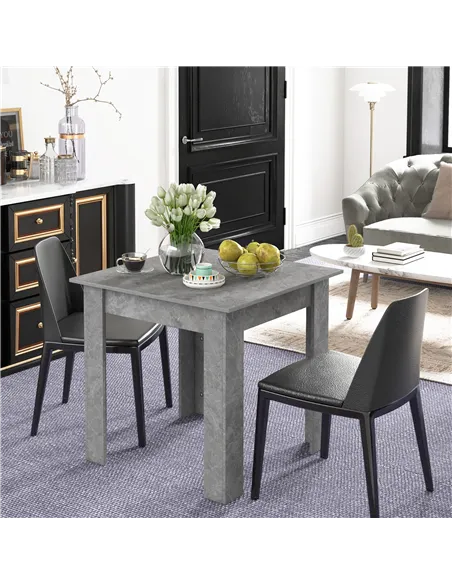 HOMCOM Square Dining Table, Modern Small Dining Table with Faux Cement Effect, Space Saving, Non-slip Foot Pads, Cement Grey