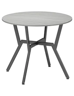 HOMCOM Dining Table, Round Kitchen Table with Black Legs, Anti-slip Foot Pads for Living Room, Dining Room 90 x 76 cm, Grey
