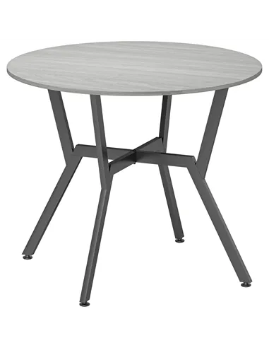HOMCOM Dining Table, Round Kitchen Table with Black Legs, Anti-slip Foot Pads for Living Room, Dining Room 90 x 76 cm, Grey