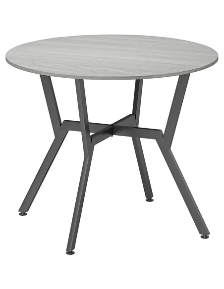 HOMCOM Dining Table, Round Kitchen Table with Black Legs, Anti-slip Foot Pads for Living Room, Dining Room 90 x 76 cm, Grey