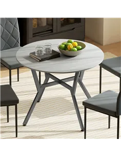 HOMCOM Dining Table, Round Kitchen Table with Black Legs, Anti-slip Foot Pads for Living Room, Dining Room 90 x 76 cm, Grey 2