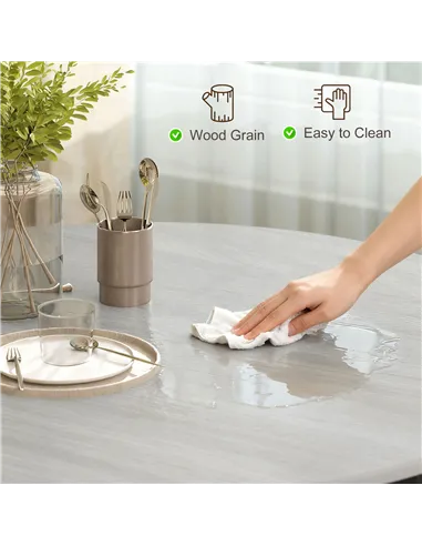 HOMCOM Dining Table, Round Kitchen Table with Black Legs, Anti-slip Foot Pads for Living Room, Dining Room 90 x 76 cm, Grey