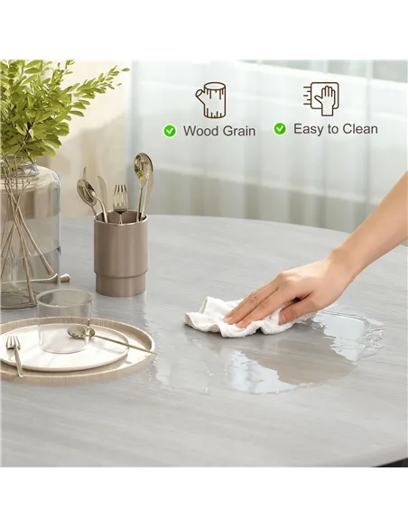 HOMCOM Dining Table, Round Kitchen Table with Black Legs, Anti-slip Foot Pads for Living Room, Dining Room 90 x 76 cm, Grey