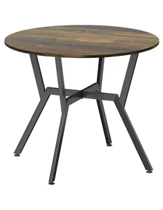 HOMCOM Dining Table, Round Kitchen Table with Black Legs, Anti-slip Foot Pads for Living Room, Dining Room 90 x 76 cm, Rustic Br