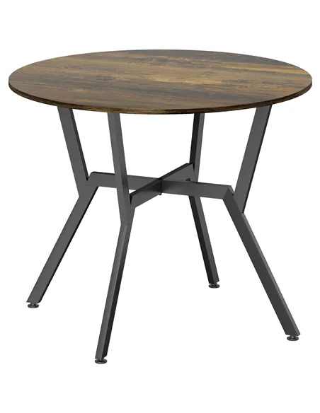 HOMCOM Dining Table, Round Kitchen Table with Black Legs, Anti-slip Foot Pads for Living Room, Dining Room 90 x 76 cm, Rustic Br