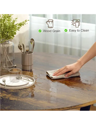 HOMCOM Dining Table, Round Kitchen Table with Black Legs, Anti-slip Foot Pads for Living Room, Dining Room 90 x 76 cm, Rustic Br