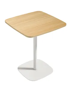 HOMCOM Small Dining Table, 60 cm Square Kitchen Table with Wood-veneer Top and Steel Base - Natural Wood Finish