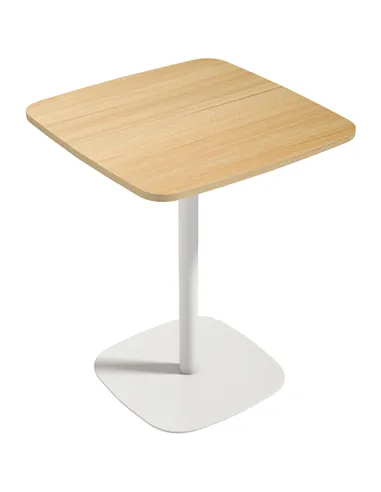 HOMCOM Small Dining Table, 60 cm Square Kitchen Table with Wood-veneer Top and Steel Base - Natural Wood Finish