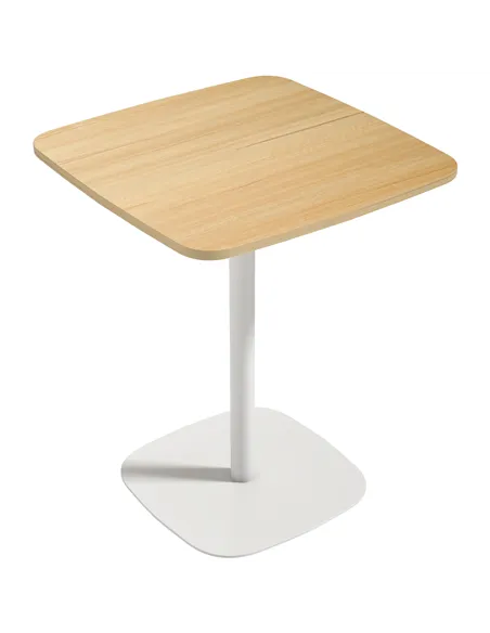 HOMCOM Small Dining Table, 60 cm Square Kitchen Table with Wood-veneer Top and Steel Base - Natural Wood Finish