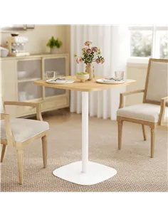 HOMCOM Small Dining Table, 60 cm Square Kitchen Table with Wood-veneer Top and Steel Base - Natural Wood Finish 2