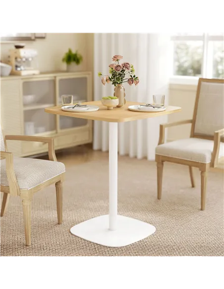 HOMCOM Small Dining Table, 60 cm Square Kitchen Table with Wood-veneer Top and Steel Base - Natural Wood Finish