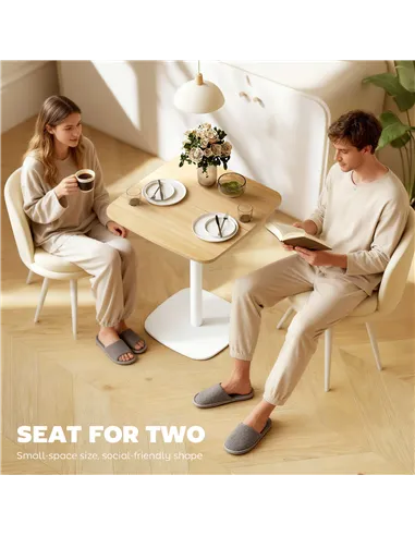 HOMCOM Small Dining Table, 60 cm Square Kitchen Table with Wood-veneer Top and Steel Base - Natural Wood Finish