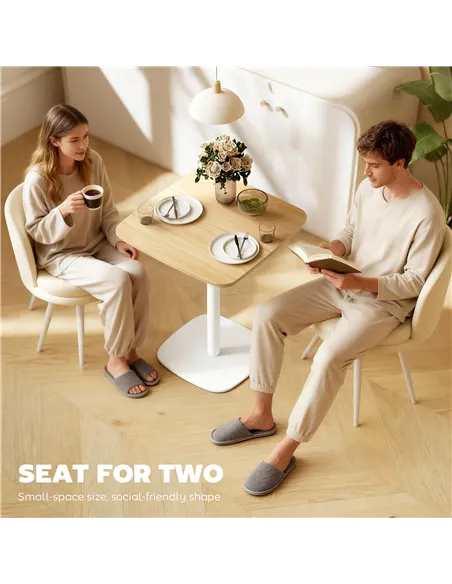 HOMCOM Small Dining Table, 60 cm Square Kitchen Table with Wood-veneer Top and Steel Base - Natural Wood Finish