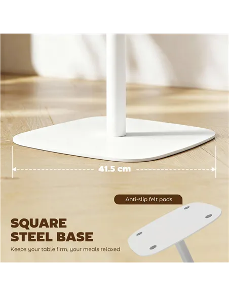 HOMCOM Small Dining Table, 60 cm Square Kitchen Table with Wood-veneer Top and Steel Base - Natural Wood Finish