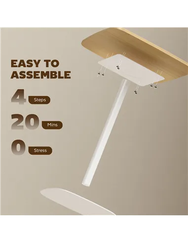 HOMCOM Small Dining Table, 60 cm Square Kitchen Table with Wood-veneer Top and Steel Base - Natural Wood Finish