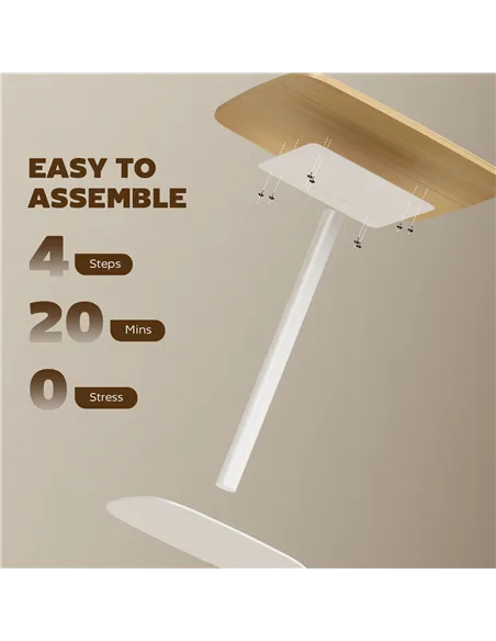 HOMCOM Small Dining Table, 60 cm Square Kitchen Table with Wood-veneer Top and Steel Base - Natural Wood Finish