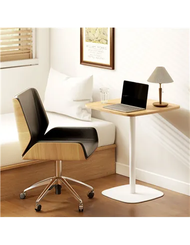 HOMCOM Small Dining Table, 60 cm Square Kitchen Table with Wood-veneer Top and Steel Base - Natural Wood Finish