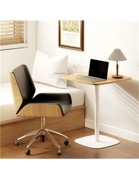 HOMCOM Small Dining Table, 60 cm Square Kitchen Table with Wood-veneer Top and Steel Base - Natural Wood Finish