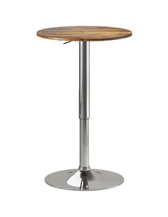 HOMCOM Round Bar Table, 360 Degree Swivel Counter Pub Table with Adjustable Height, for Kitchen, Cafe, Rustic Brown