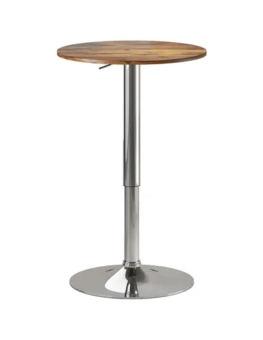 HOMCOM Round Bar Table, 360 Degree Swivel Counter Pub Table with Adjustable Height, for Kitchen, Cafe, Rustic Brown