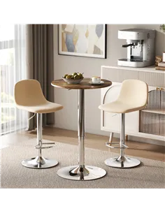 HOMCOM Round Bar Table, 360 Degree Swivel Counter Pub Table with Adjustable Height, for Kitchen, Cafe, Rustic Brown 2