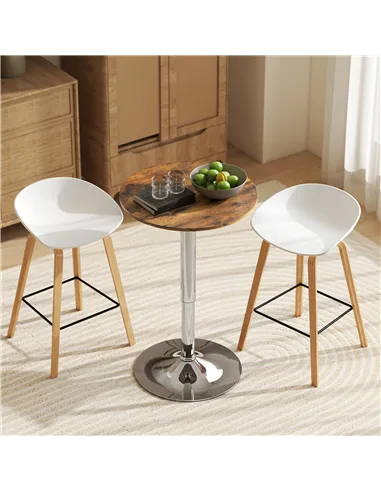 HOMCOM Round Bar Table, 360 Degree Swivel Counter Pub Table with Adjustable Height, for Kitchen, Cafe, Rustic Brown