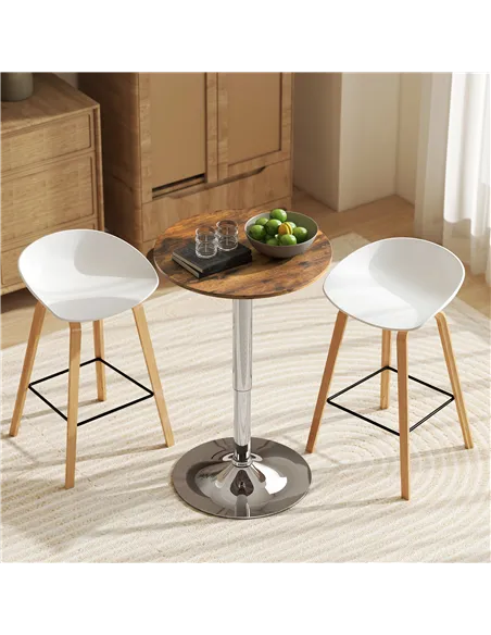 HOMCOM Round Bar Table, 360 Degree Swivel Counter Pub Table with Adjustable Height, for Kitchen, Cafe, Rustic Brown
