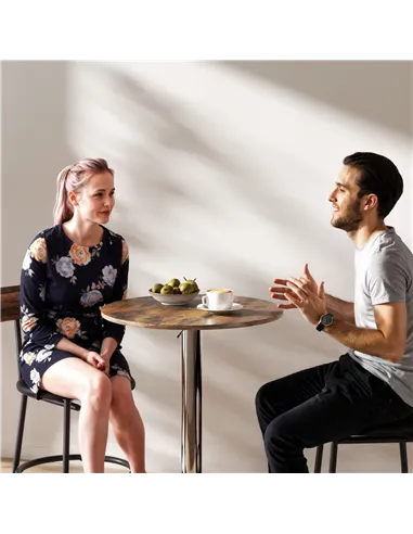 HOMCOM Round Bar Table, 360 Degree Swivel Counter Pub Table with Adjustable Height, for Kitchen, Cafe, Rustic Brown