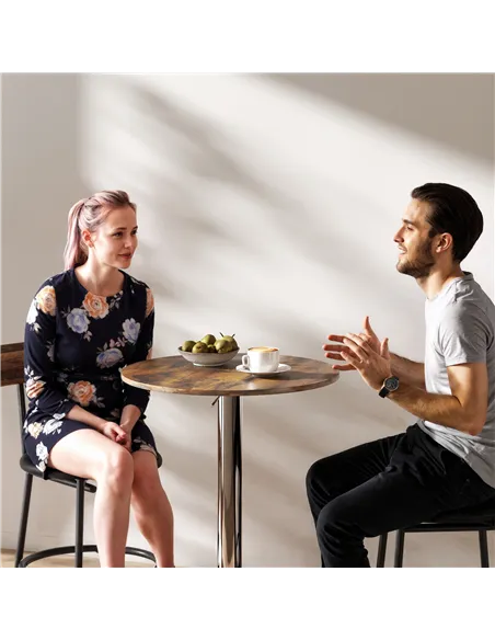 HOMCOM Round Bar Table, 360 Degree Swivel Counter Pub Table with Adjustable Height, for Kitchen, Cafe, Rustic Brown