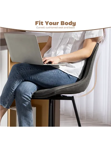 HOMCOM Set of 2 PU Leather Swivel Bar Stools - Grey