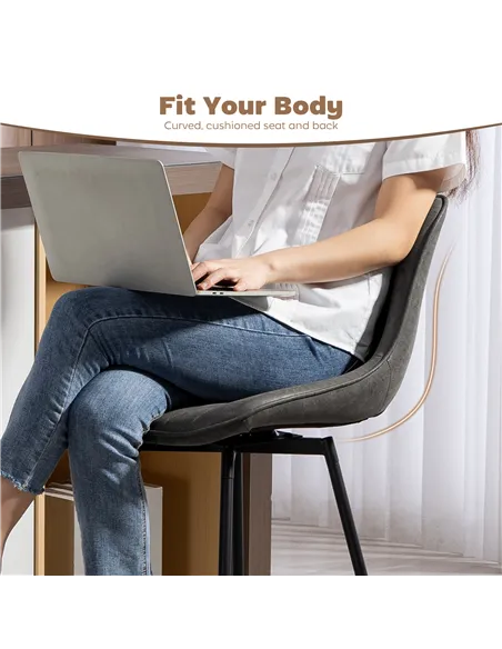 HOMCOM Set of 2 PU Leather Swivel Bar Stools - Grey