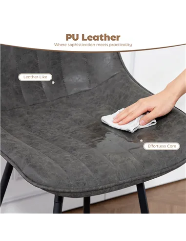 HOMCOM Set of 2 PU Leather Swivel Bar Stools - Grey