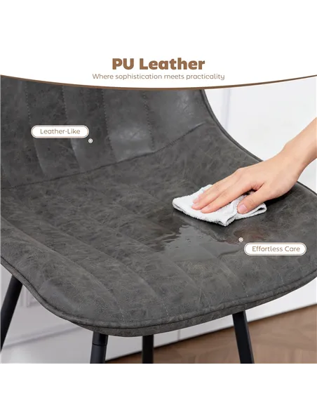 HOMCOM Set of 2 PU Leather Swivel Bar Stools - Grey