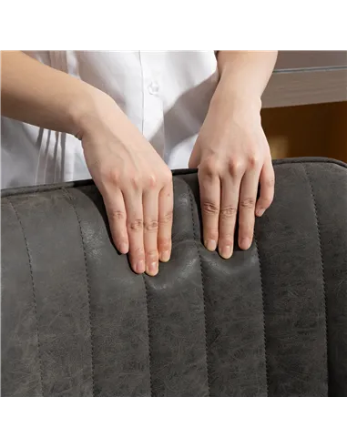 HOMCOM Set of 2 PU Leather Swivel Bar Stools - Grey