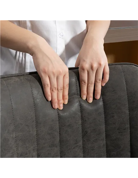 HOMCOM Set of 2 PU Leather Swivel Bar Stools - Grey