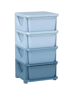 HOMCOM Four-Tier Kids Storage Boxes, with Four Drawers - Blue