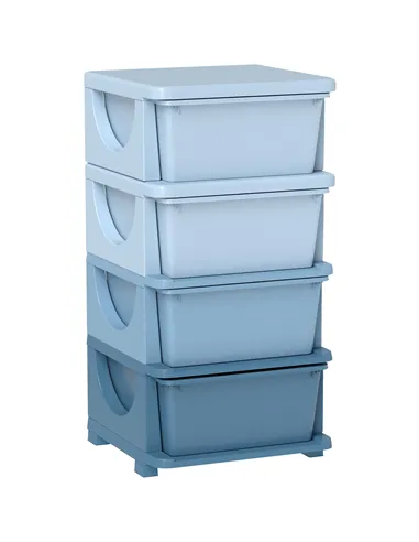 HOMCOM Four-Tier Kids Storage Boxes, with Four Drawers - Blue