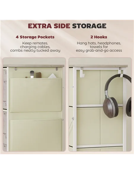 HOMCOM Chest of Four Fabric Drawers - Natural Wood Finish