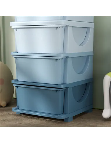 HOMCOM Four-Tier Kids Storage Boxes, with Four Drawers - Blue